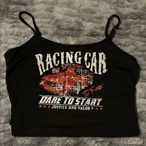 Black Racing Car Graphic Crop Top